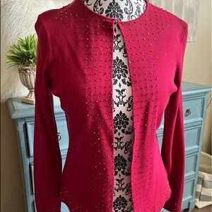 NWT ELEGANT CHARTER CLUB CRIMSON BEADED CARDIGAN JACKET